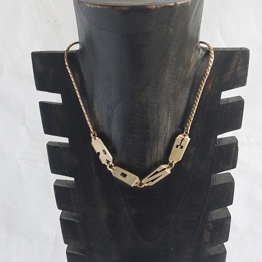 VINTAGE‎ 12 KARAT GOLD  FILLED ROSE SPELLED OUT CHAIN PENDANT